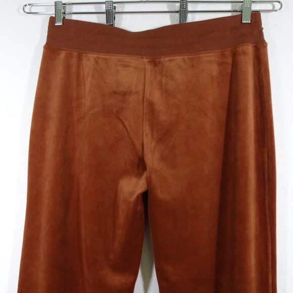 Calvin Klein Velour Pants Women's Size L Brown Pull On Elastic Waist Wide Leg - Picture 5 of 10